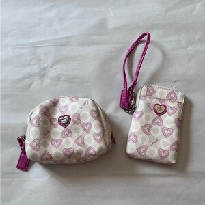 Coach Heart Wristlet/Credit Card Holder and Make up Bag